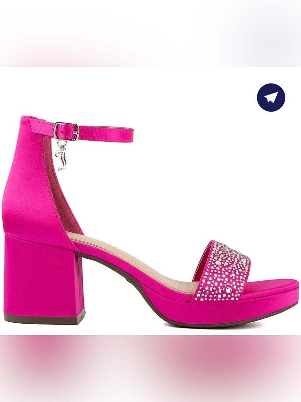 Juicy Couture Crystal-Embellished Hot Pink Block Heel Sandal